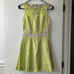 NWT BCBGeneration lime green fit and flare dress with back cut out